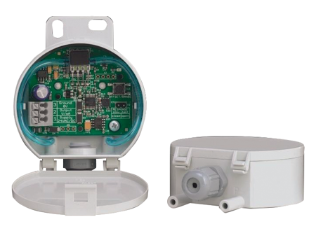 Differential pressure transmitter for air and non-corrosive gases without display