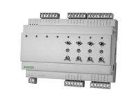 Modulo I/O con 4 ingressi digitali, 4 ingressi analogici, 4 uscite digitali e 4 uscite analogiche.
